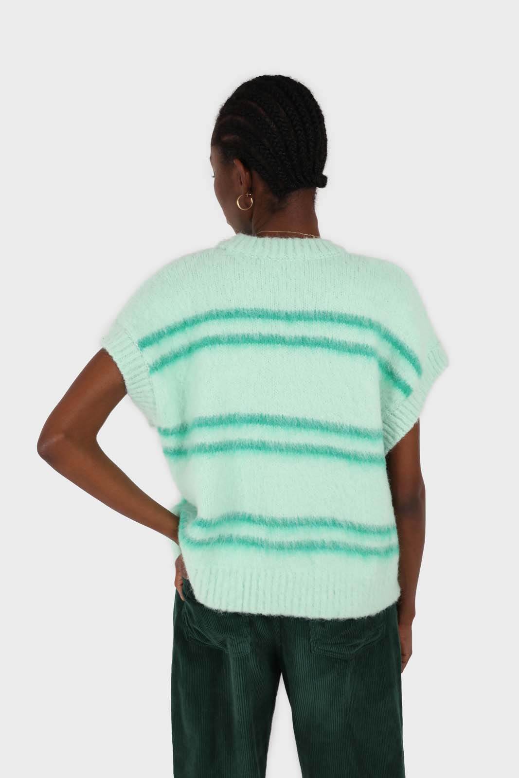 Mint striped wool blend sweater vest