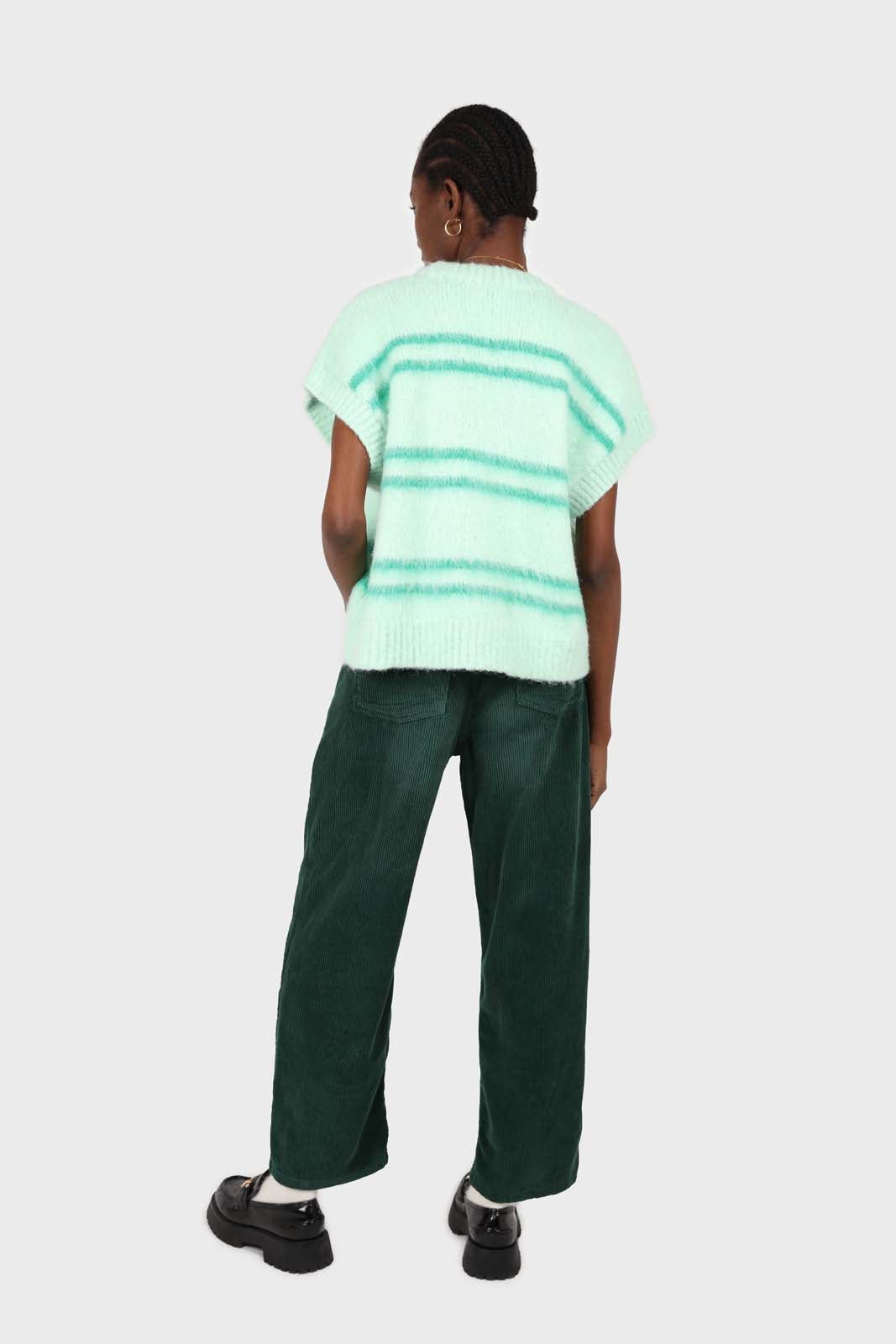 Mint striped wool blend sweater vest