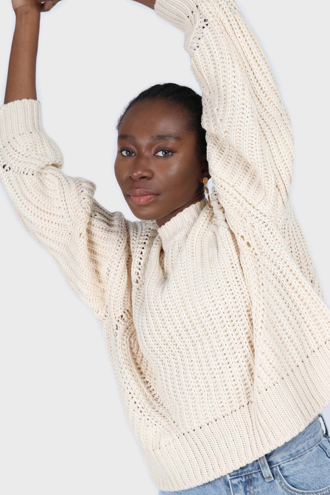 Light beige cross weave jumper