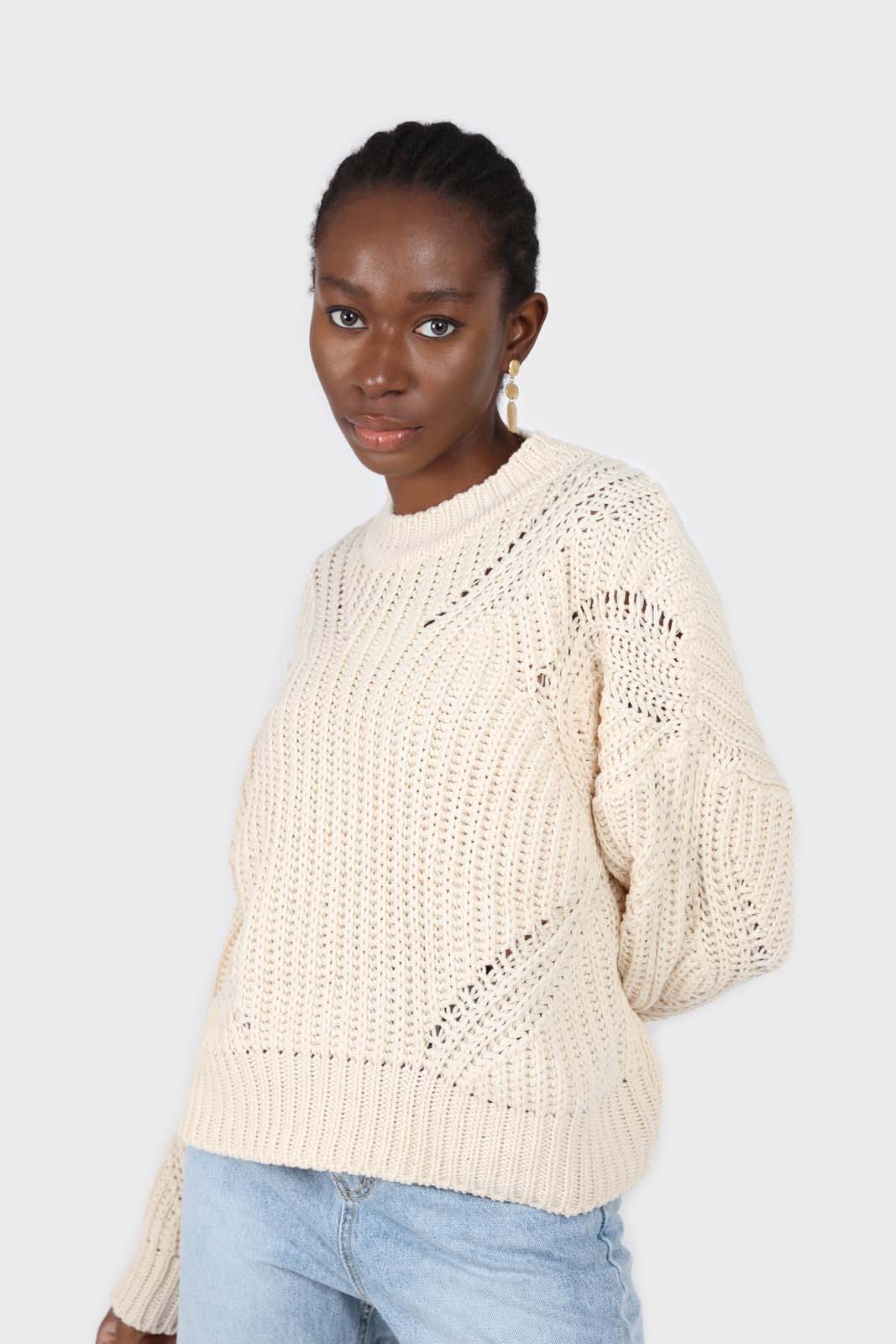 Light beige cross weave jumper