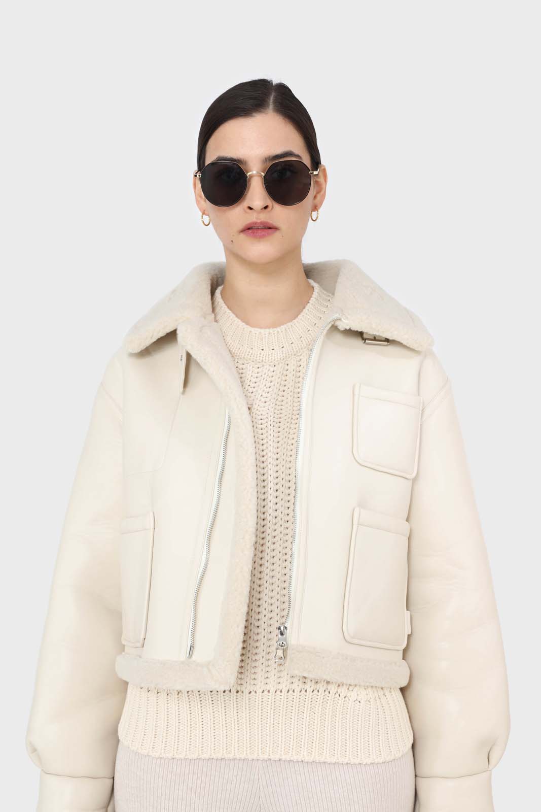 Light beige cross weave jumper