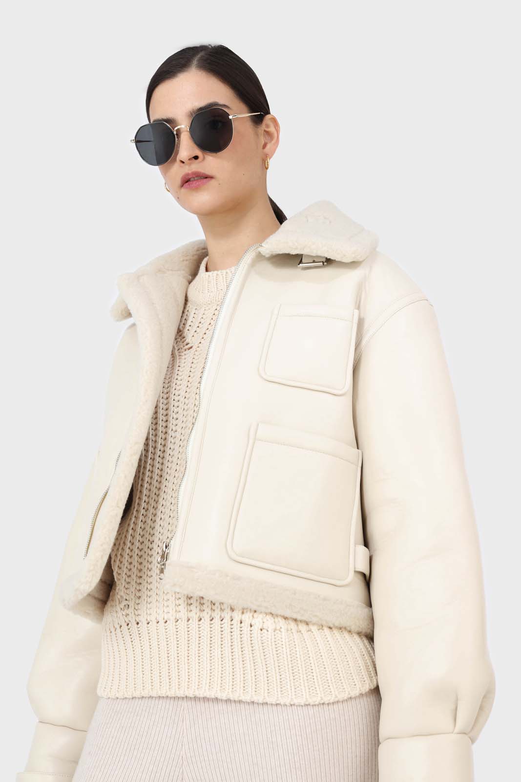 Light beige cross weave jumper