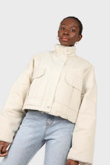 Ivory teddy lined patch pocket jacket