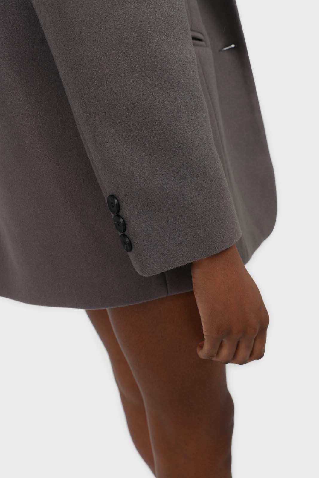 Charcoal wool blend oversized belted blazer