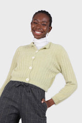 Mint fuzzy cropped cardigan