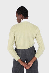 Mint fuzzy cropped cardigan
