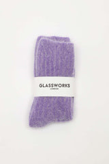 Violet large ribbed angora socks