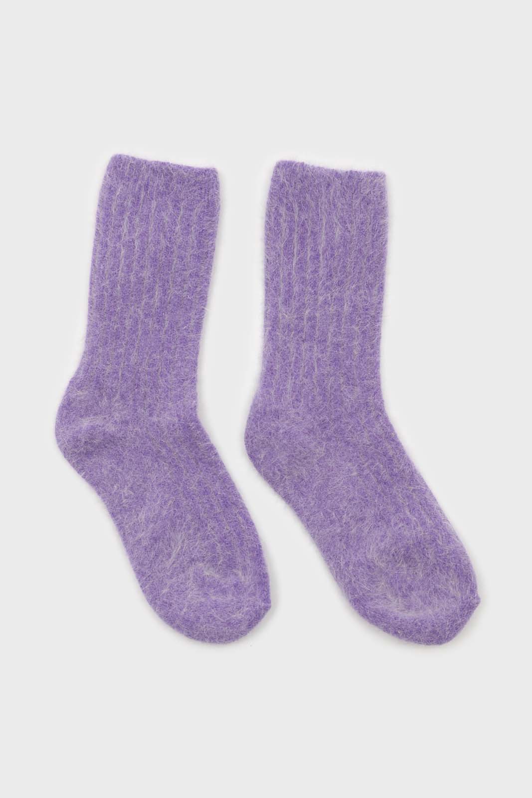Violet large ribbed angora socks