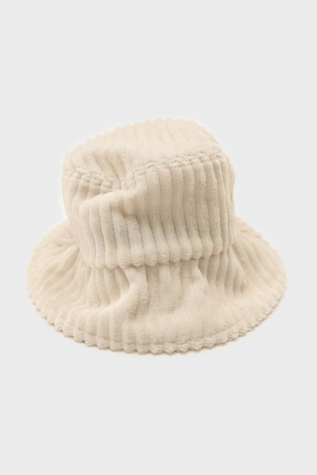 Ivory large ribbed bucket hat