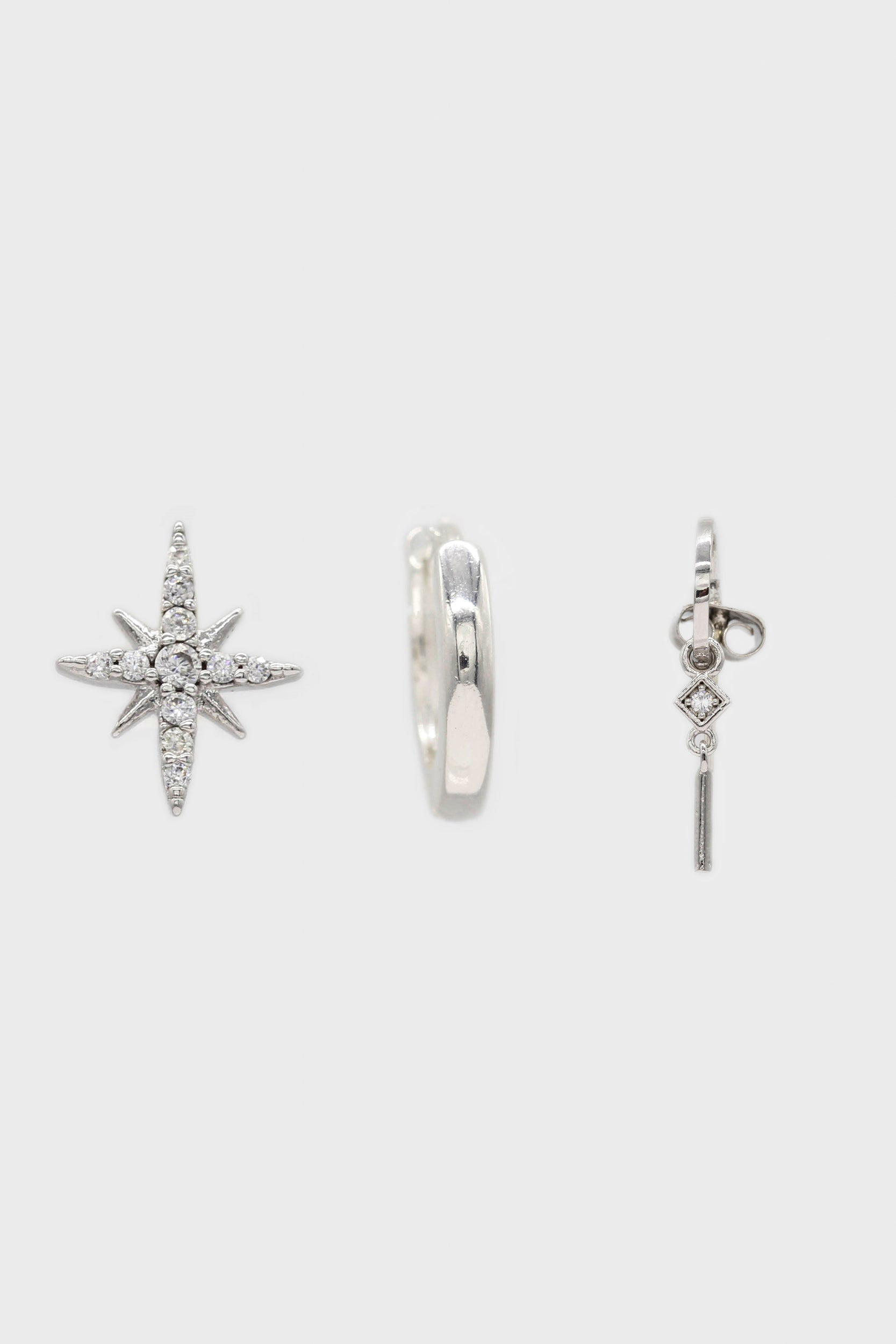 Silver starbust ear party stack
