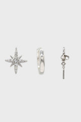 Silver starbust ear party stack