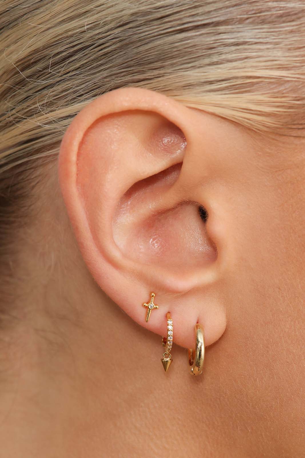 Gold shooting daggers ear party stack