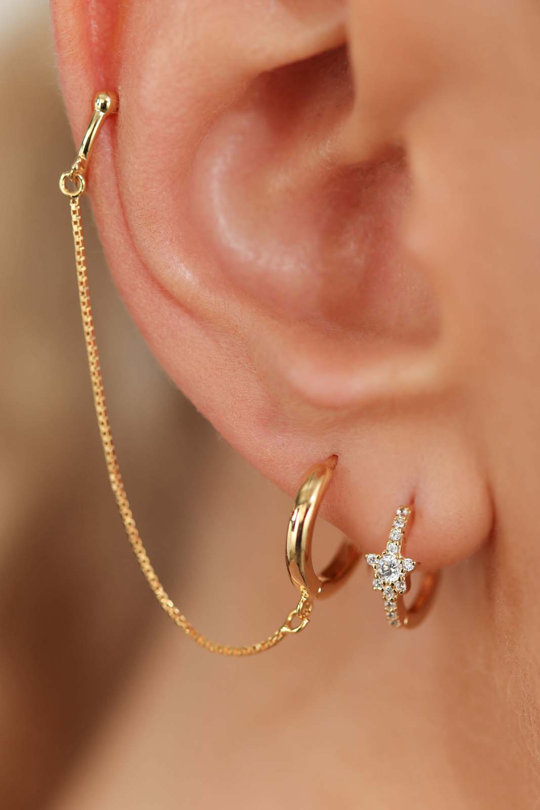 Gold connect the stars ear party stack