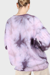 Lilac tie dye cableknit oversized jumper