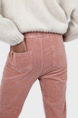 Pale pink corduroy drawstring loose fit trousers