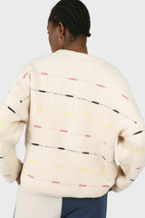 Ivory and pink stitched stripe jumper