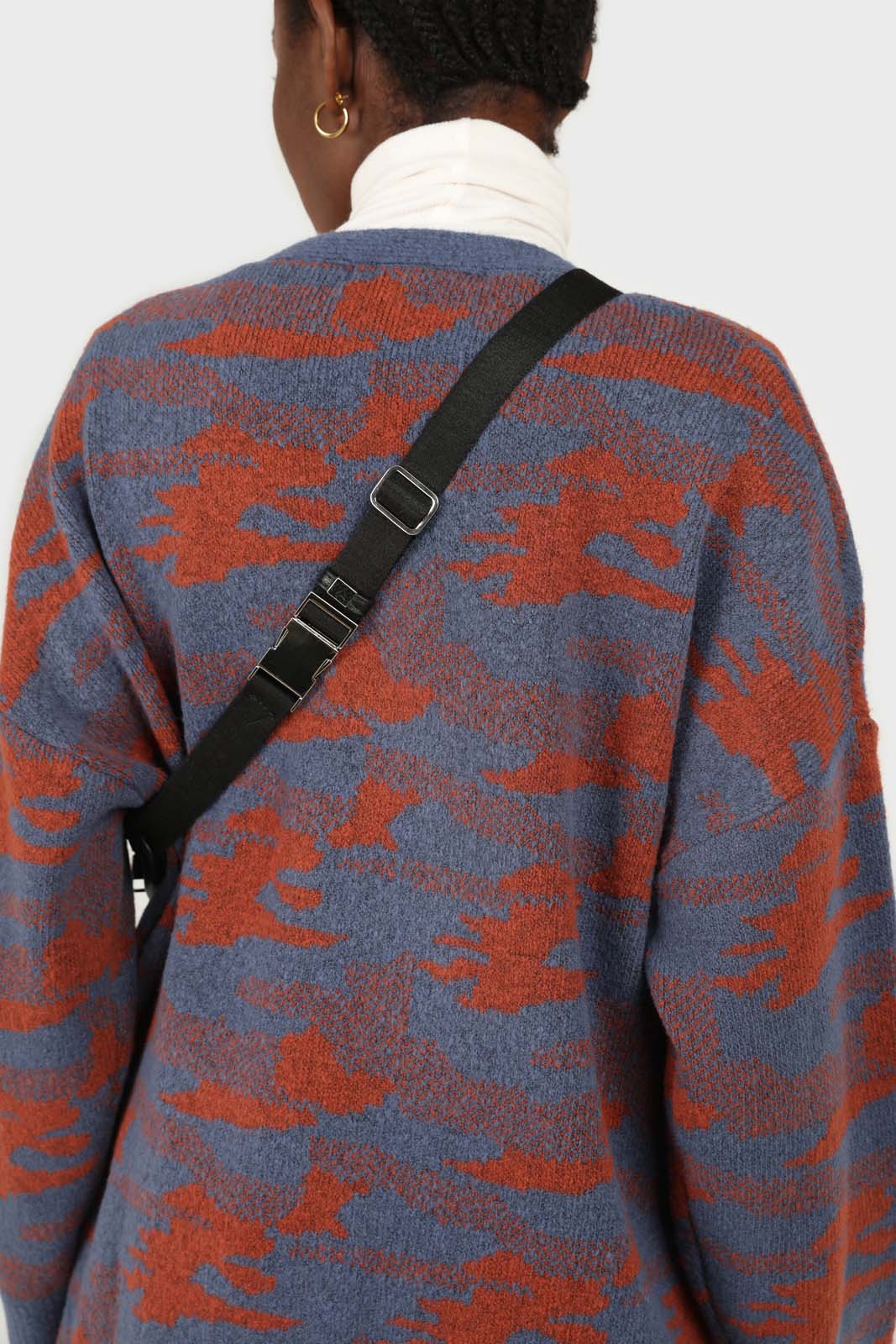 Blue and brown abstract pattern cardigan
