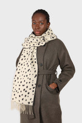Ivory and black leopard intarsia scarf