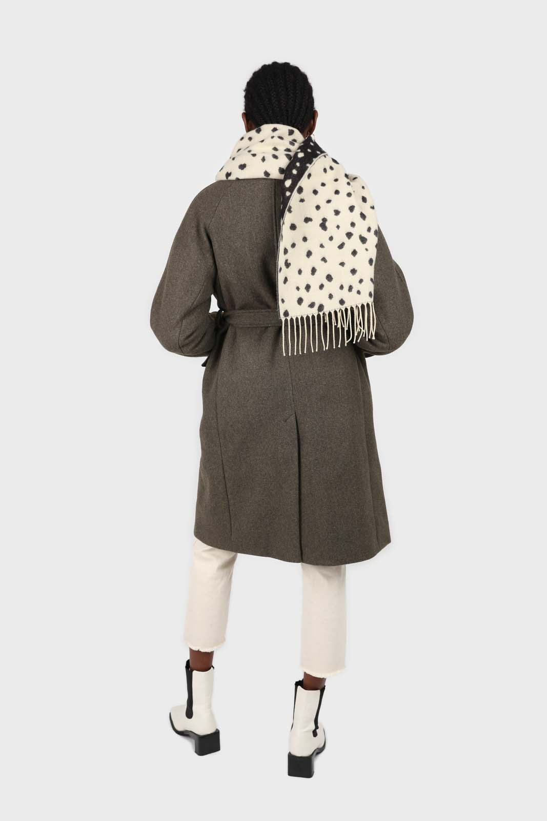 Ivory and black leopard intarsia scarf