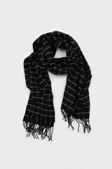 Black and white box check scarf