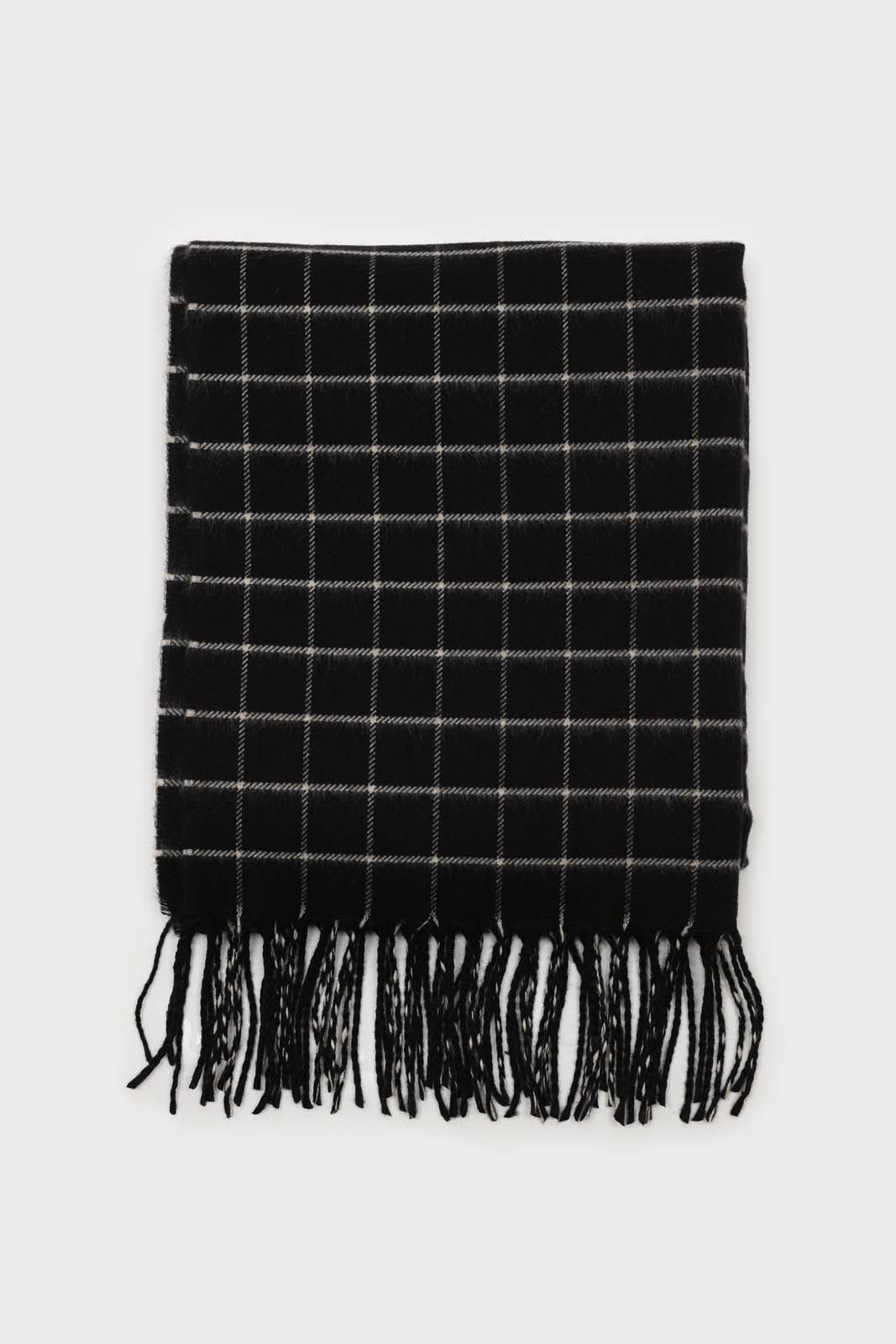 Black and white box check scarf