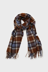 Brown and blue classic plaid scarf