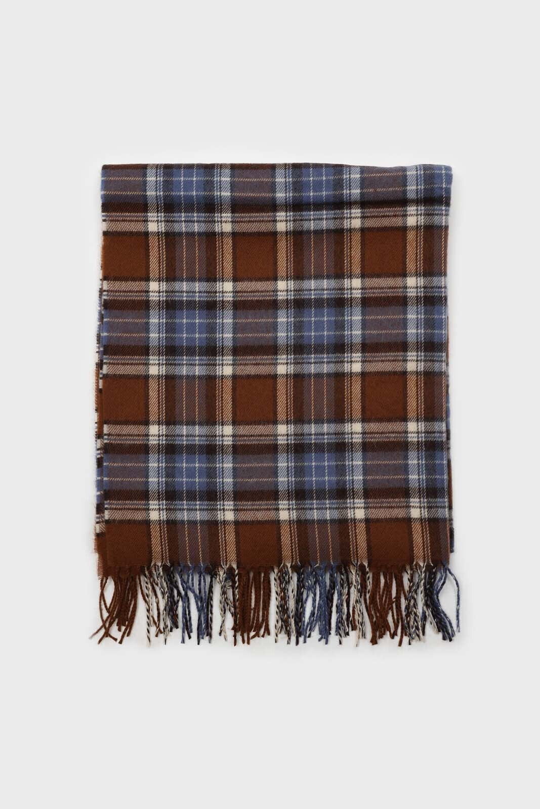 Brown and blue classic plaid scarf