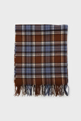 Brown and blue classic plaid scarf