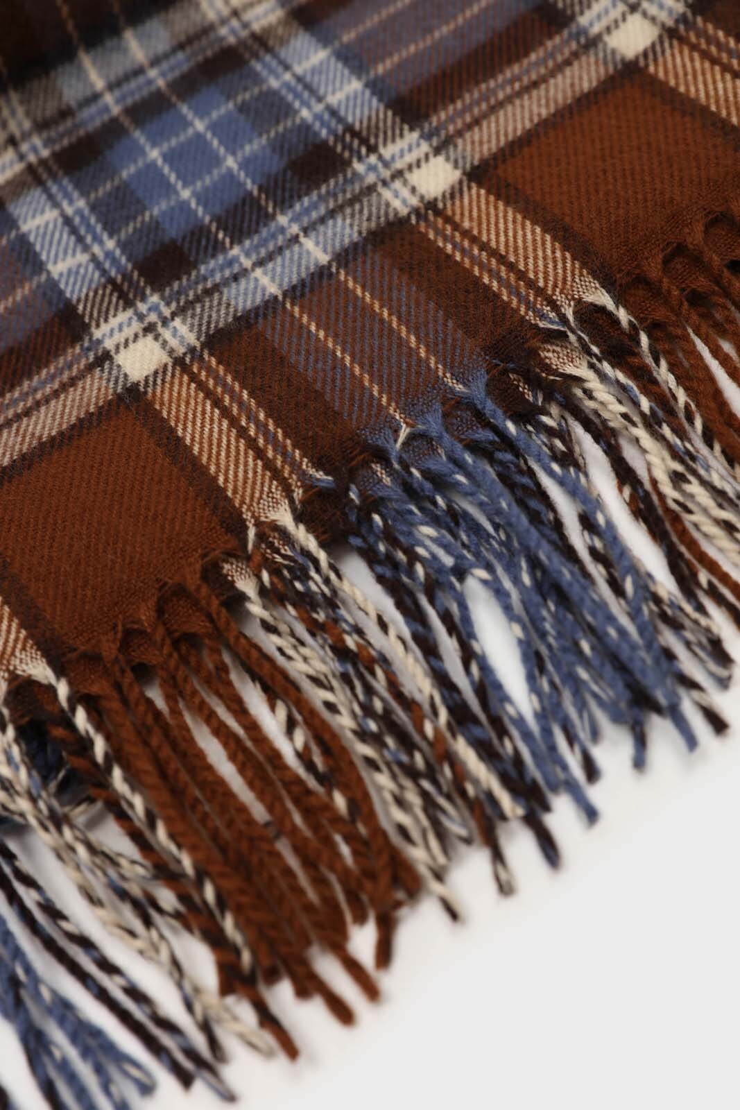 Brown and blue classic plaid scarf