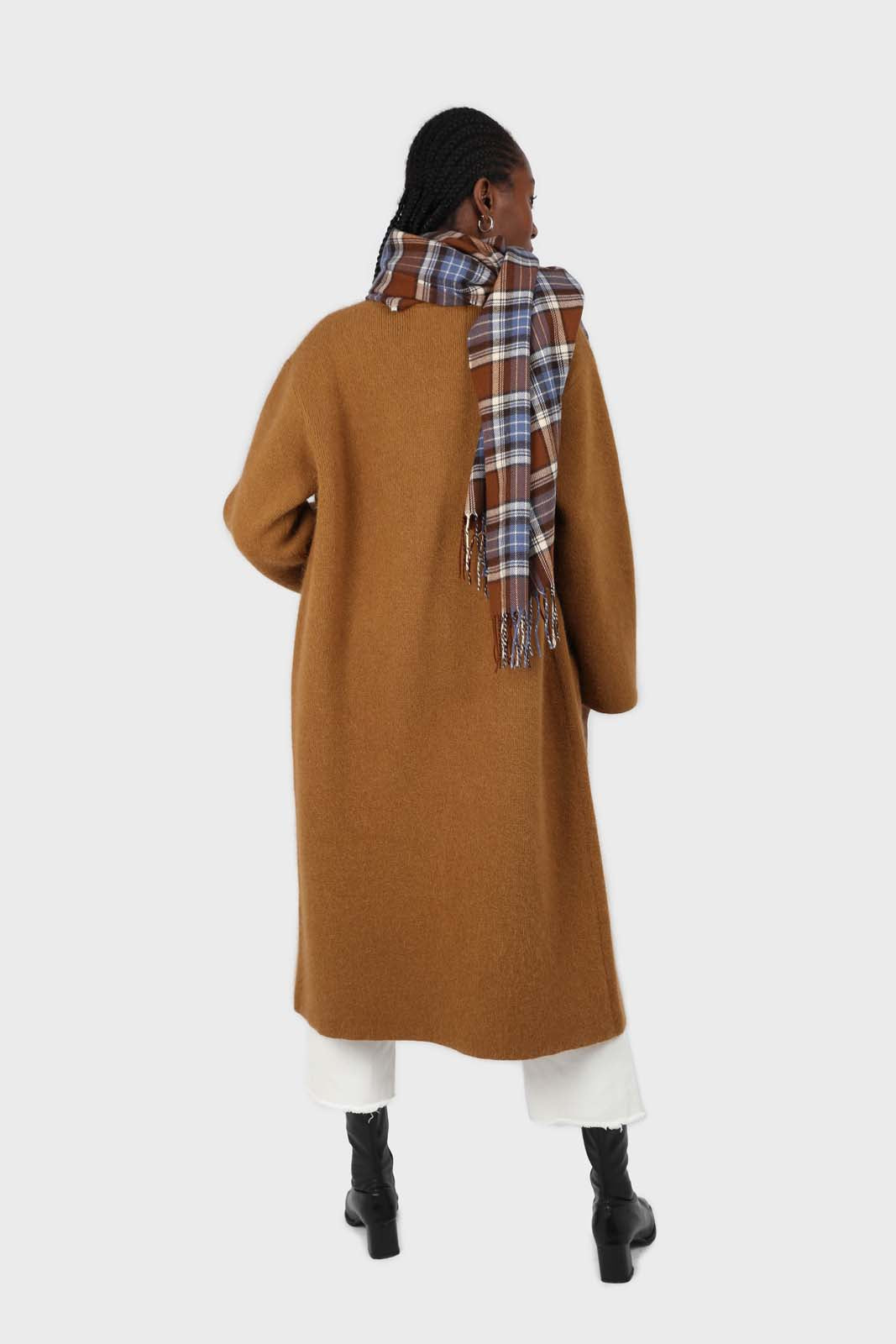 Brown and blue classic plaid scarf