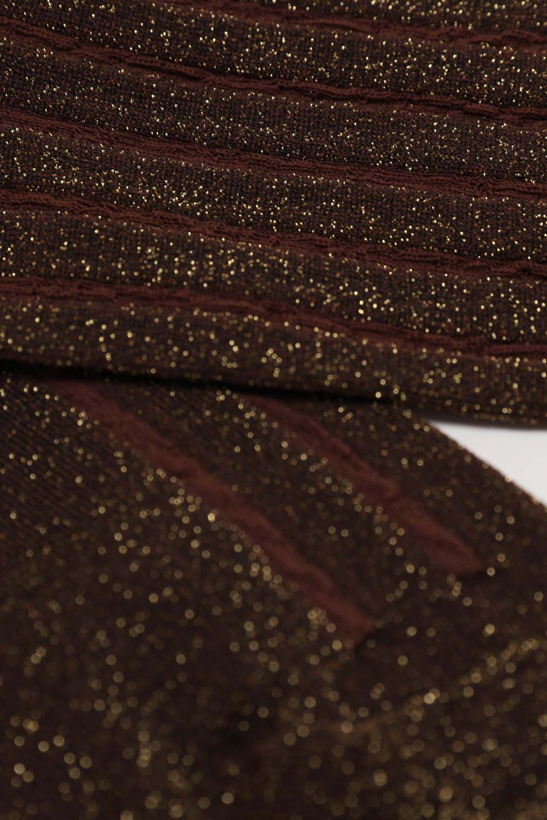 Brown contrast metallic ribbed socks
