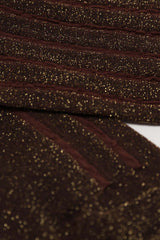 Brown contrast metallic ribbed socks