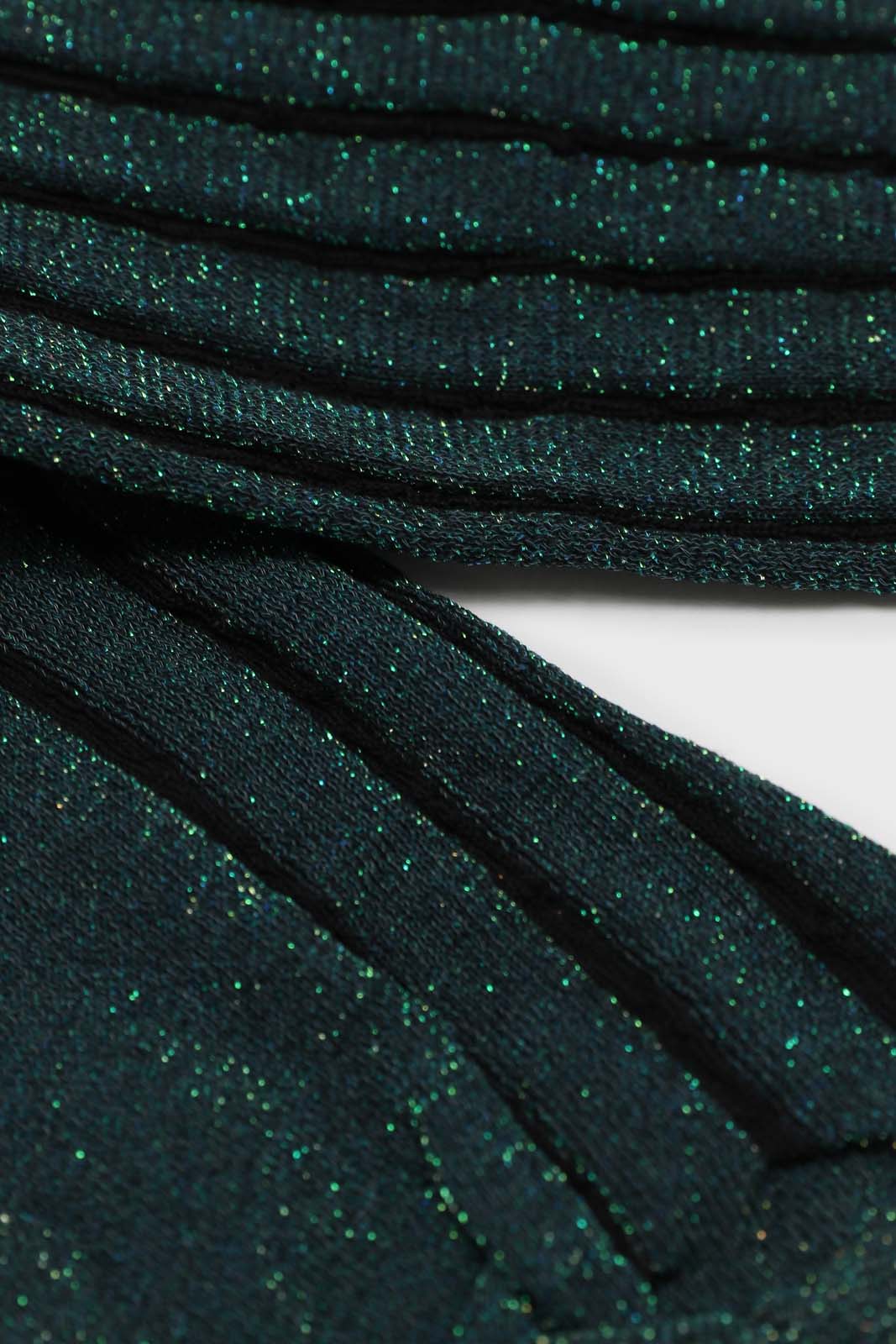 Green contrast metallic ribbed socks