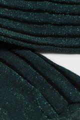Green contrast metallic ribbed socks