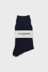 Blue contrast metallic ribbed socks