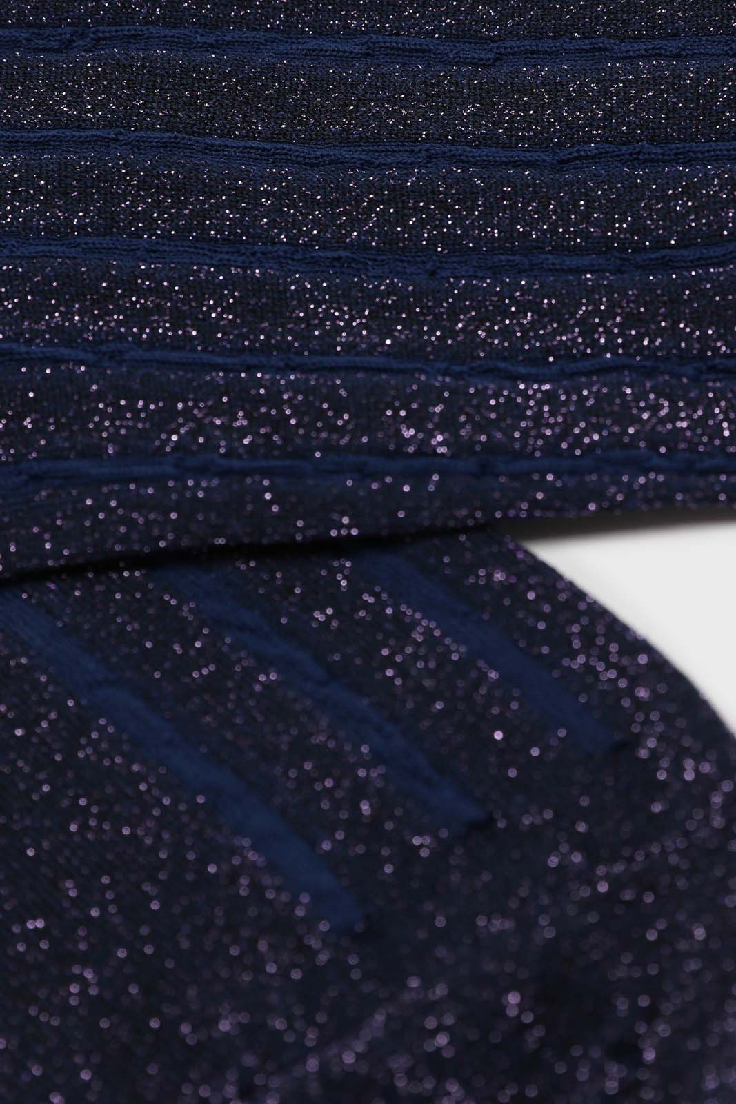 Blue contrast metallic ribbed socks