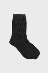 Black contrast metallic ribbed socks