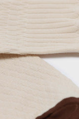 Ivory textured diamond brown trim socks