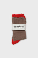 Beige textured diamond coral trim socks