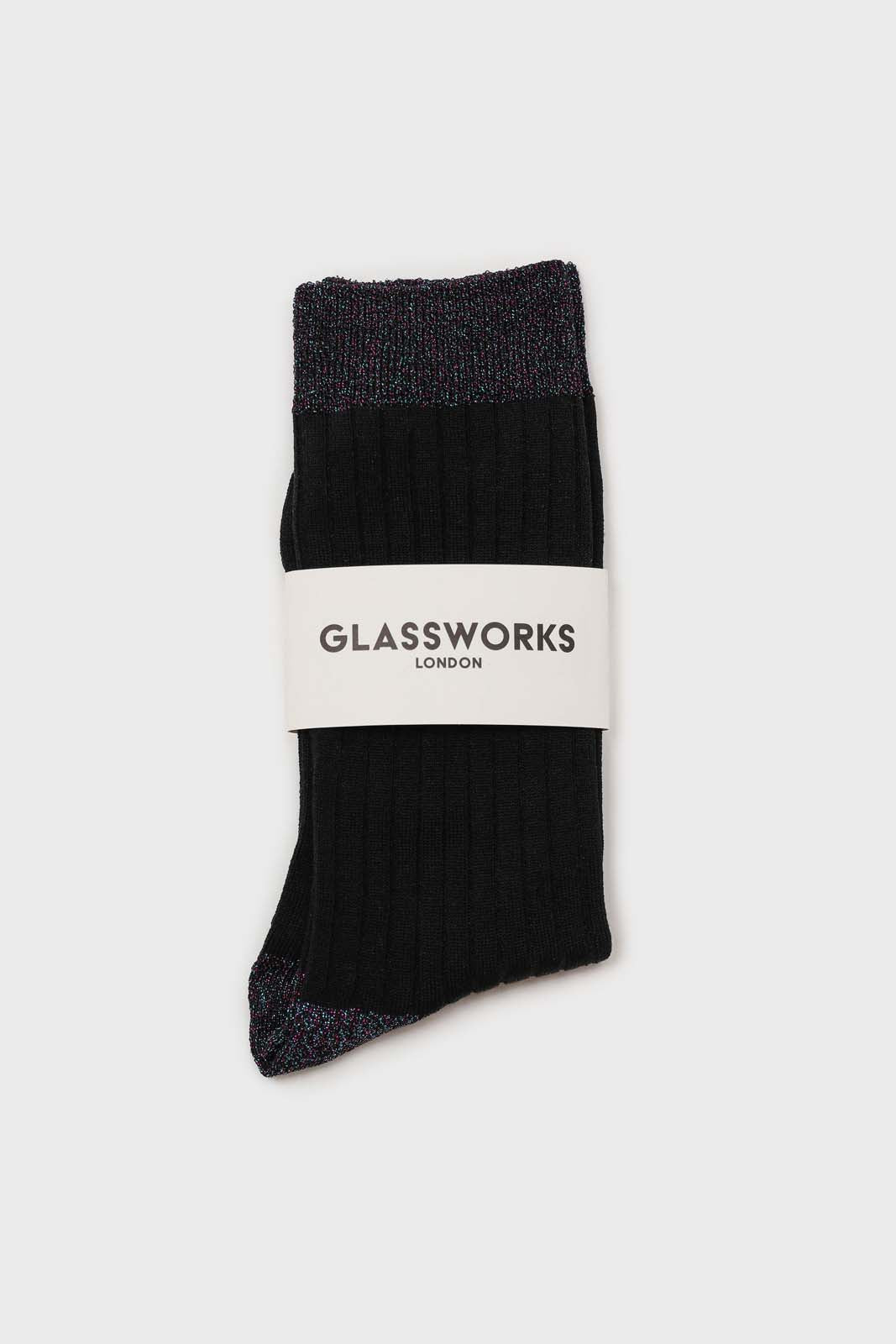 Black contrast metallic trim socks