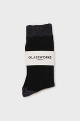 Black contrast metallic trim socks
