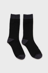 Black contrast metallic trim socks