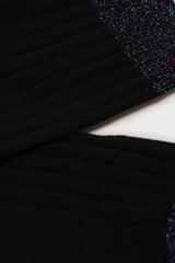 Black contrast metallic trim socks