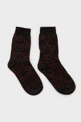 Black and orange dotted diamond metallic socks