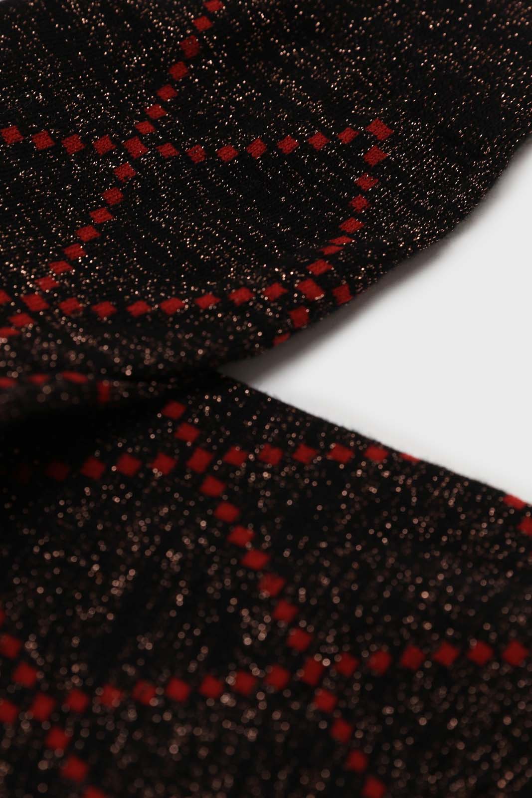 Black and orange dotted diamond metallic socks