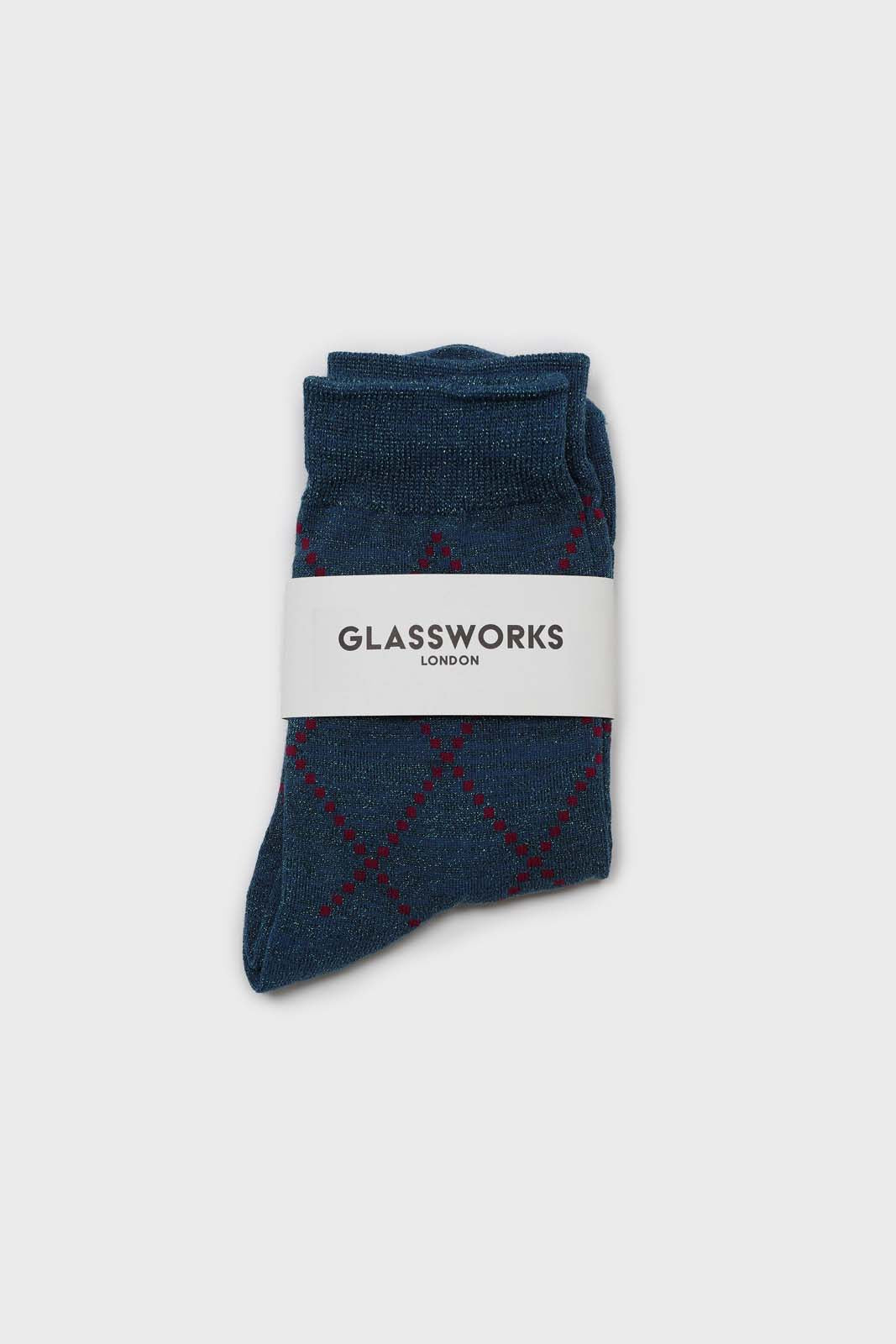 Blue and purple dotted diamond metallic socks