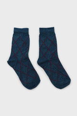 Blue and purple dotted diamond metallic socks