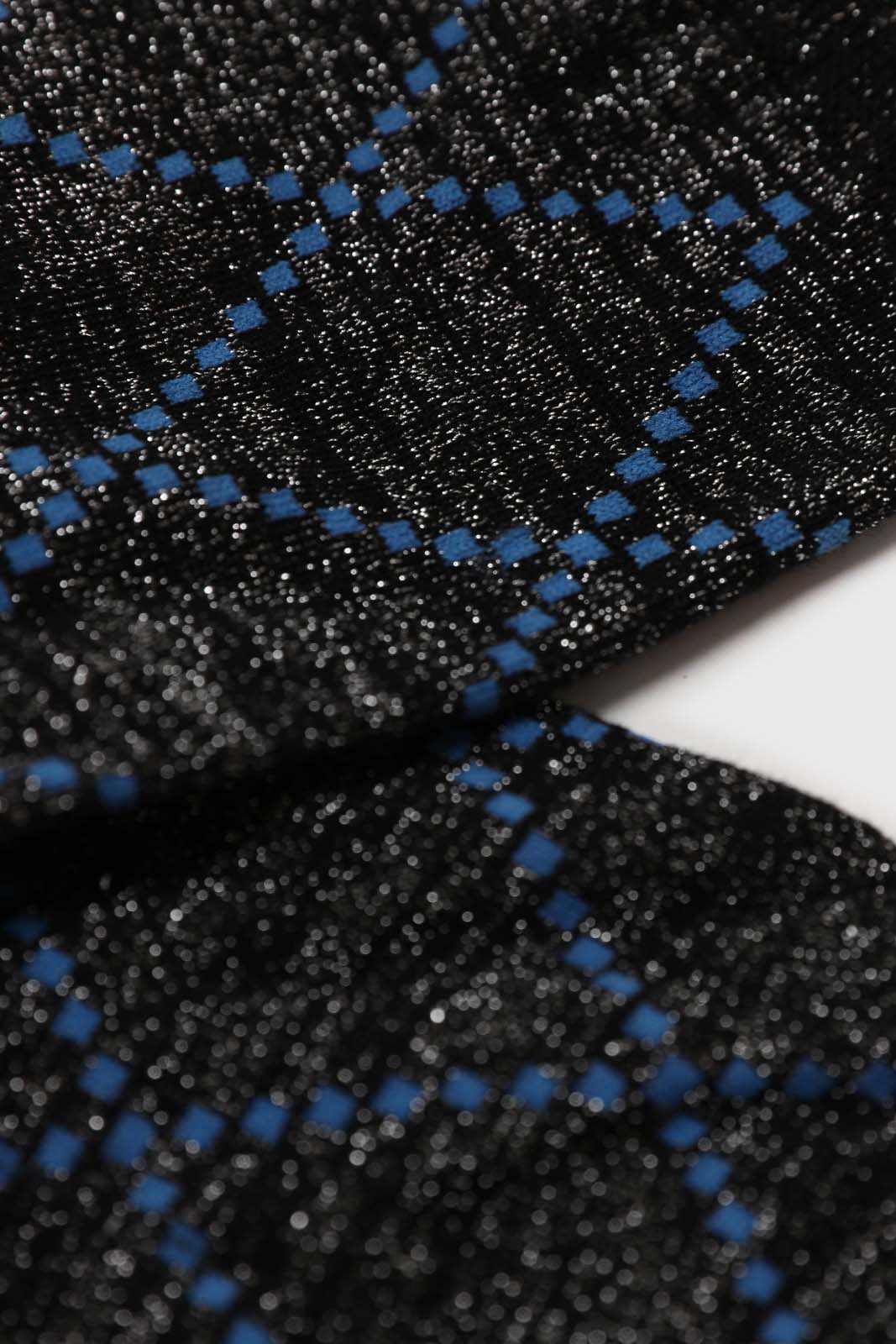 Black and blue dotted diamond metallic socks