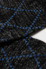 Black and blue dotted diamond metallic socks