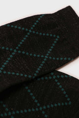 Black and green dotted diamond metallic socks